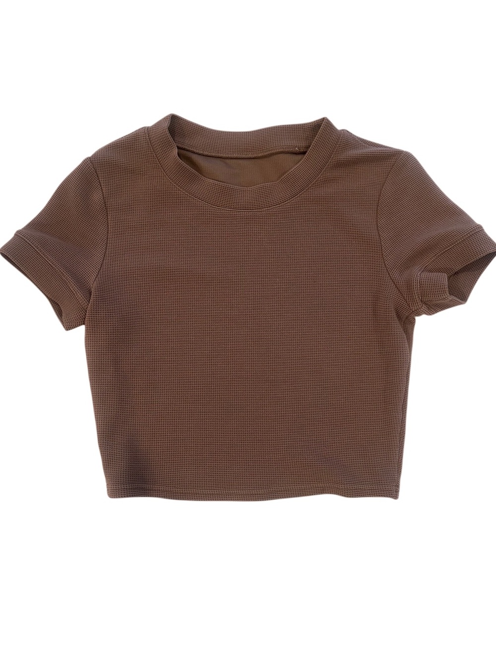 Alo Women's Brown Waffle Crop Top & Pants Set - Picture 2 of 13